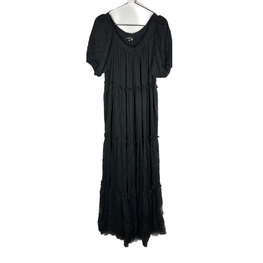 Black Maxi Dress with Puff Sleeves